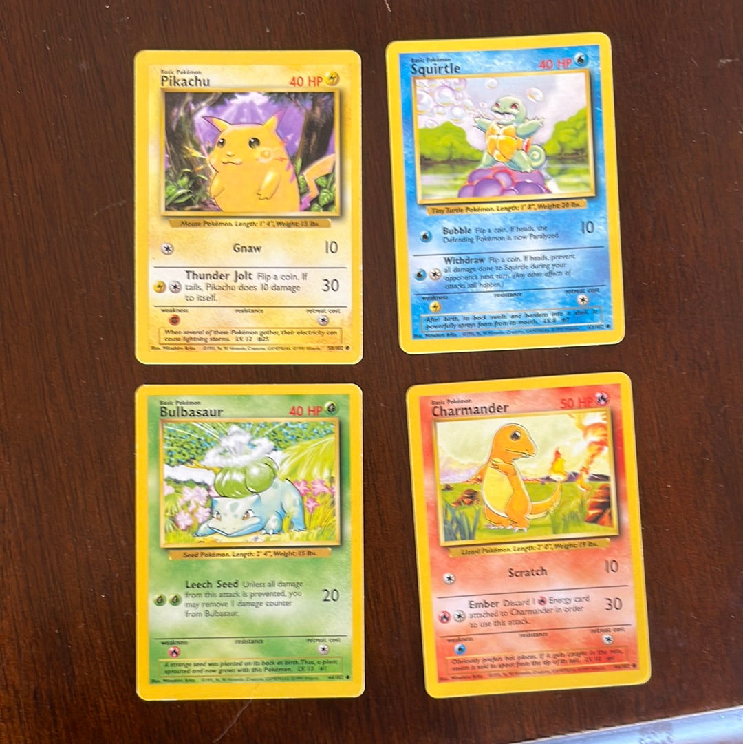 Unlimited Kanto Base Starters Set (4) 1999 Unlimited Kanto Base Starters Set (4) 1999