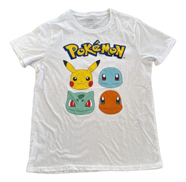 Pokemon Shirt Mens Medium White Short Sleeve Graphic Tee Kanto Starter Pikachu