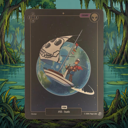 Mudwater ApeFest PRM-03 actual photographed card on illustrated swamp background