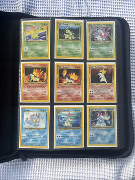 Johto starter Pokémon binder page with Chikorita, Cyndaquil and Totodile evolution lines
