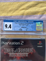 
              Dirge of Cerberus: Final Fantasy VII PS2, CGC 9.4 A, certificate 1014540006, CGC grade and seal label
            