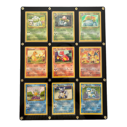 Gen 1 Kanto Original Base Set Starter Evolutions Framed Showcase (9) 1999