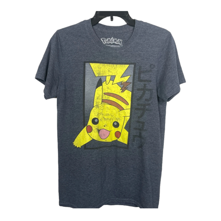 Pokemon Japanese Katakana Pikachu Men's Size Small Graphic T-Shirt Gray Heather