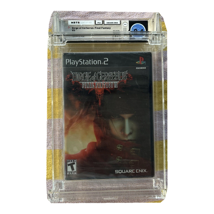 Dirge of Cerberus: Final Fantasy VII PS2, WATA 9.4 A+, certificate 605074-007, front cover and WATA holder